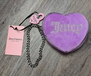 Juicy Couture Y2K Violet Heart Zip Around Coin Purse/Wallet/Wristlet thumbnail 1