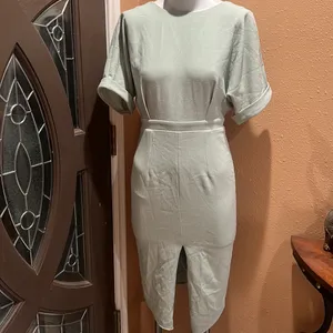 Asos mint green short sleeve midi dress nwt thumbnail 4