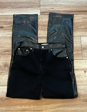 Abercrombie Black Denim/Leather Jeans thumbnail 3