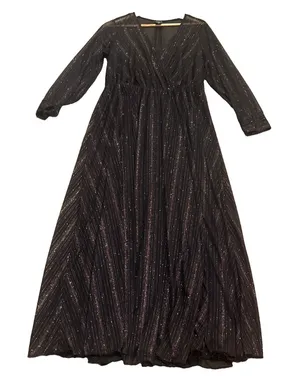Alexa B Nites 14 Dress Sheer Metallic Gold Tread Maxi thumbnail 1