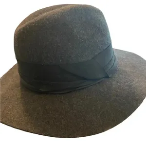 Zara Gray Wool Felt Floppy Fedora Hat Fall Winter classic boho Glam Minimalist thumbnail 3