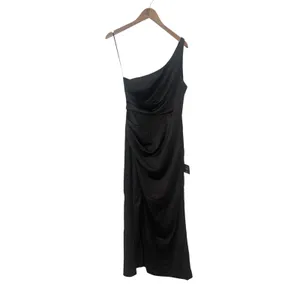 Lulus Dreaming of Elegance Black Satin One-Shoulder Maxi Dress size M NWT thumbnail 4