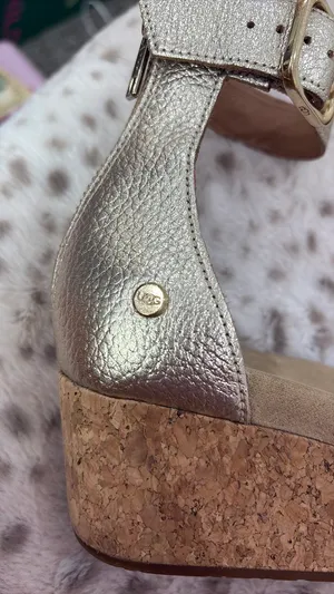 UGG Women’s Zoe II Metallic Gold Wedge Sandals thumbnail 5