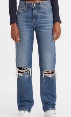 Levi’s Low Pro Straight 100% Cotton Distressed Medium Wash Jeans Size 29 thumbnail 1