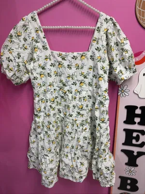 Faithfull the Brand Women's Eldora Printed Mini Dress White Yellow Size small thumbnail 8