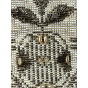 Vintage Czechoslovakia Micro Beaded Coin‎ Purse Cream Bronze Floral Evening Bag thumbnail 8