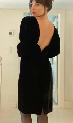 Moda Int’l Vintage 80s Velvet Backless Dress Black Size 4 thumbnail 1