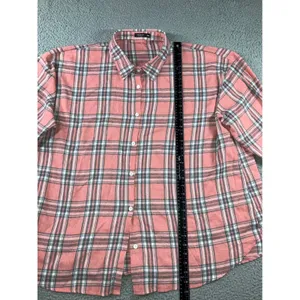 Plaid‎ Button Up Shirt Women 3XL Pink Plaid L/S Casual Western Pastel Layering thumbnail 6