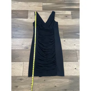 White House Black Market Ruched Dress Satin Chiffon Black Size 10 thumbnail 8