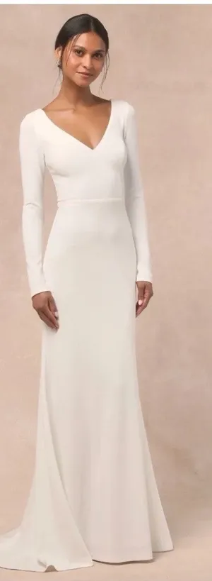 NWT Lulus Feeling of Forever Maxi Dress Bridal Bride Women's White Size Medium thumbnail 1