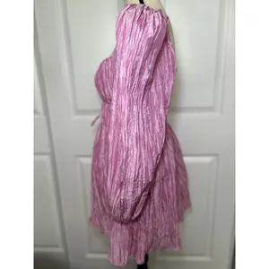 Lovers + Friends Take Me Out Mini Dress Pink Ribbed Taffeta Corset Lace Up Small thumbnail 2