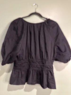Old Navy Peasant Blouse Women XL Black Boho Cottagecore Puff Sleeve Cotton thumbnail 5