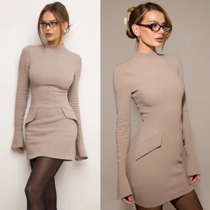 House Of Cb Mahalia Taupe Long Sleeve Mock Neck Mini Dress‎ NWOT Size M thumbnail 11