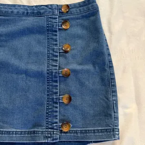 Free People Womens Blue Denim Side Button Mini Skirt Medium Wash Size 2‎ thumbnail 5