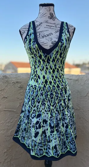 Herve Leger Kollette caged animal jacquard fit and flare dress size extra small thumbnail 1
