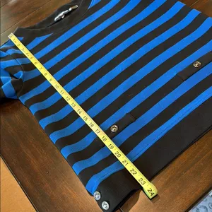 KARL LAGERFELD Vintage Blue & Black Stripe Knit Top Small Designer Grandmacore thumbnail 14