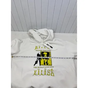 Billie Eilish Happier Than Ever World Tour 2022 Hoodie White Yellow Graphic XL thumbnail 6