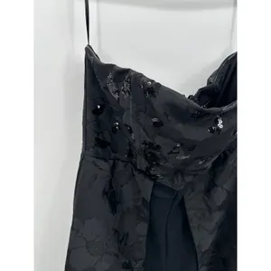 Venus Black Floral Jacquard Strapless Jumpsuit with Overskirt‎ Sequin Size 16 thumbnail 4