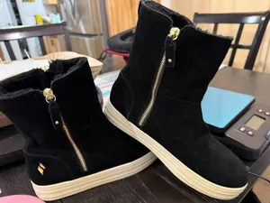 Skechers Street Double Up Black Suede Faux Fur Ankle Boots SN 838 Womens 8 thumbnail 1