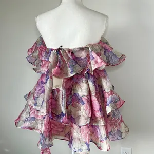 Tiered Floral Organza Ruffle Dress thumbnail 4