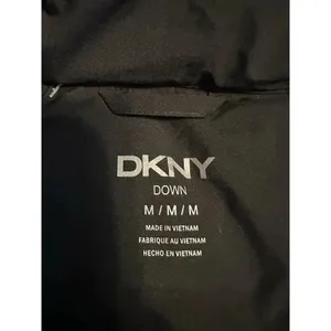 DKNY Hooded Down Puffer Coat Size Medium Black Long Warm Full Zip thumbnail 3