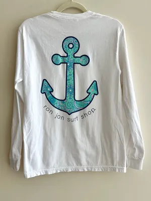 Ron Jon Surf Shop Anchor Myrtle Beach Long Sleeve T-Shirt, White/Blue, Small thumbnail 11