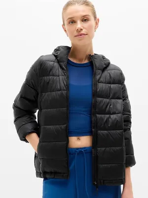New Athleta M Aire Puffer Jacket Black Medium Regular thumbnail 1