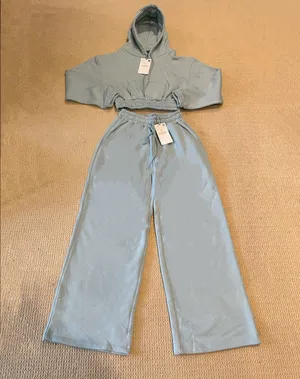 Zara Long Sleeve Sweatsuit Set With Hoodie And Wide Leg Size S thumbnail 2