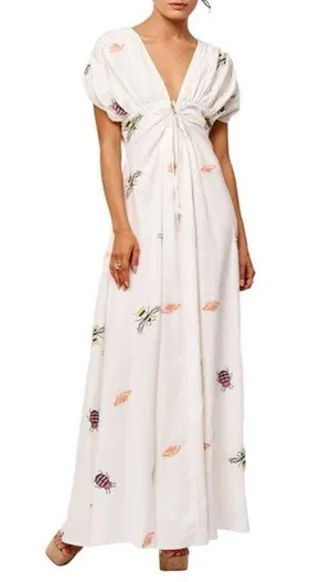 NWT Ciebon Selma Embroidered Plunge Neck Maxi Dress thumbnail 1