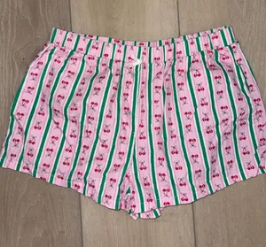 Peach Love California Pink Cherry Stripe Sleep Shorts thumbnail 1