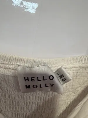 White linen cotton‎ blend Hello Molly wrap style puff sleeve crop top thumbnail 2