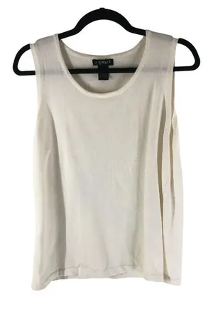 J'Envie Womens Sleeveless White Tank Top Rayon Blend Size Large thumbnail 1