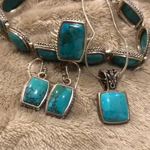 Barse Turquoise Sterling Silver Necklace Earrings Bracelet Ring Rope Accent Set thumbnail 8