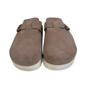 Boston Womens 7.5 Mules Clogs Suede Taupe Platform Buckle Shoes‎ Size 38 thumbnail 2
