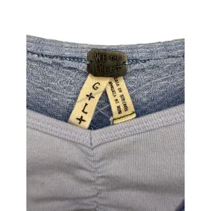 Free People We The Free Laguna Oversized Waffle Knit Thermal Top Women’s L Blue thumbnail 4