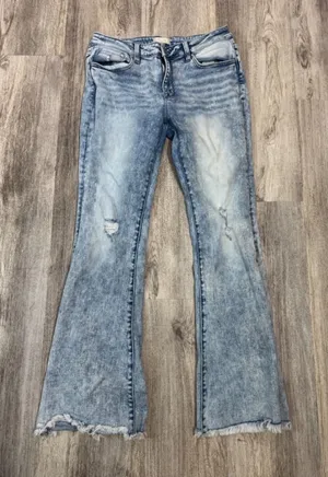 ALTAR'D STATE‎ Womens Jeans Size 13 Flare Acid Wash Distressed Frayed Hem thumbnail 1