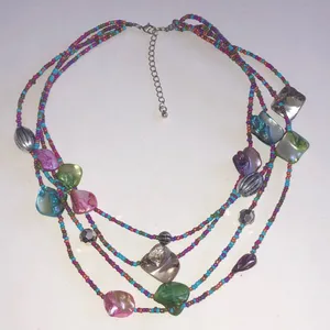 Multicolor Shell Beaded Boho Necklace Pink thumbnail 2