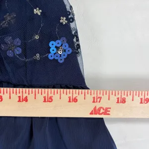 Wild‎ Fable Navy Blue Sequin Floral Babydoll Mini Dress Size Small Feminine Boho thumbnail 9