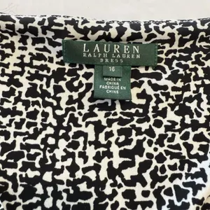 Ralph Lauren‎ Black White Sleeveless Swing Flare Faux Wrap Stretch Dress Size 16 thumbnail 8