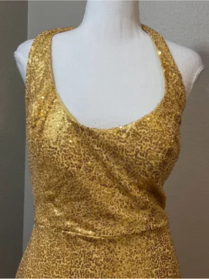#22-13 Gold floor-length evening gown-1X/Size 16 thumbnail 6