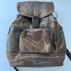 Vintage 90’s Genuine Leather Drawstring Backpack Brown thumbnail 2