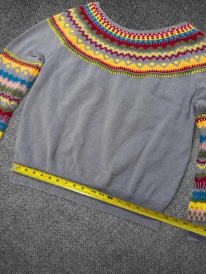 Women’s XL Gray Multicolor Fair Isle Knit Pullover Sweater thumbnail 6
