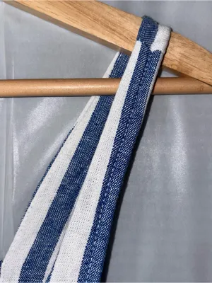Old Navy Striped Maxi Dress‎ Med Blue White Linen Cottagecore Picnic Dorothy thumbnail 6