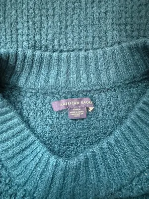 American Eagle Cloudspun Oversized Sweater Dark Teal Waffle Knit thumbnail 8
