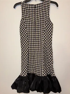 NWT En Saison Houndstooth Tweed Bow Mini Dress Black White Size S thumbnail 6