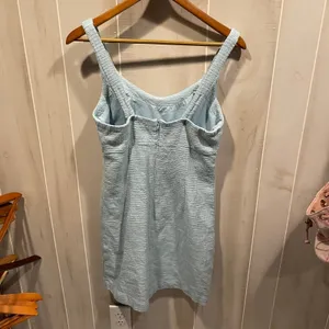 Cute Abercrombie & Fitch baby blue textured tapestry dress preppy festival thumbnail 4