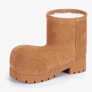 NEW Vegan Suede Platform Winter Snow Boots Ankle Cozy Fur Lined Waterproof 8 thumbnail 1
