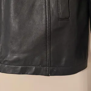 Vintage British Khaki Genuine Leather Y2K‎ Zip Up Black Jacket Size 10 thumbnail 4