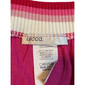 Lucca Couture Tube Top Womens S Pink Striped‎ Strapless Y2K Cotton Ribbed Trim Festival thumbnail 6