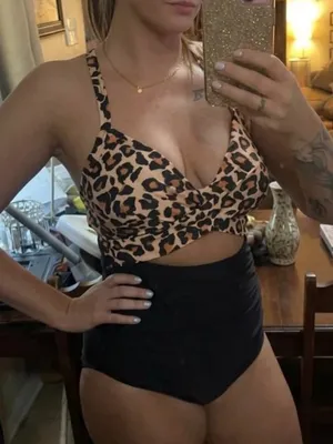 Eomenie Leopard Tummy Control One Piece Swimsuit Cutout Bathing Suit SMALL thumbnail 8